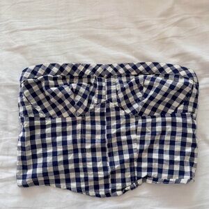 Blue Gingham Women's Tube Top